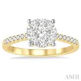 3/4 ctw Round Cut Lovebright Diamond Ring in 14K Yellow and White Gold